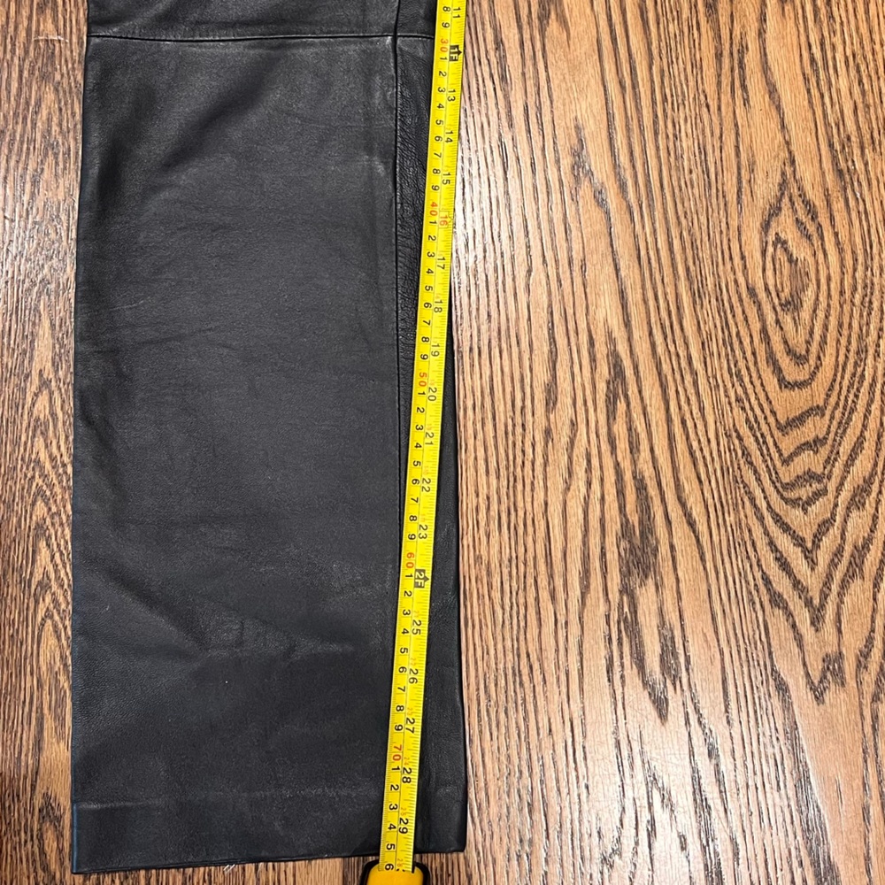 Nicole Miller New York 100% Leather Pants High Rise Straight Leg Black Y2K, 8 - Picture 13 of 14